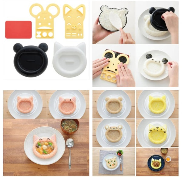 Bear & Cat Curry Rice Mould Set