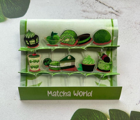 Matcha World Acrylic Food Picks