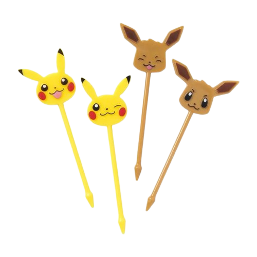 Pikachu & Eevee Pokemon Long Food Picks