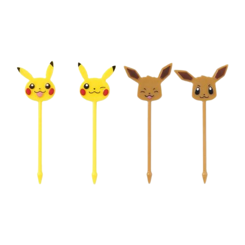 Pikachu & Eevee Pokemon Long Food Picks