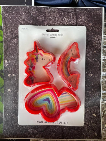 Trio Sandwich Cutter - Unicorn, rainbow and heart