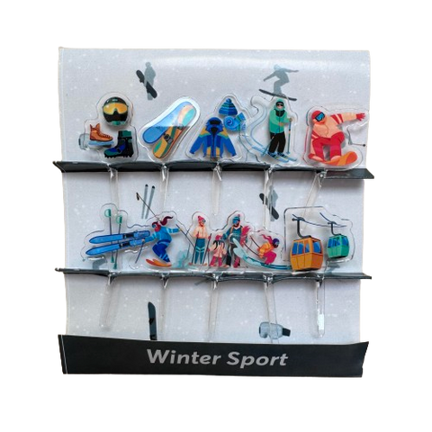 Winter Sport Acrylic Food Picks